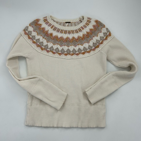 Free People Cream and Pink Knit Sweater - Picture 2 of 6